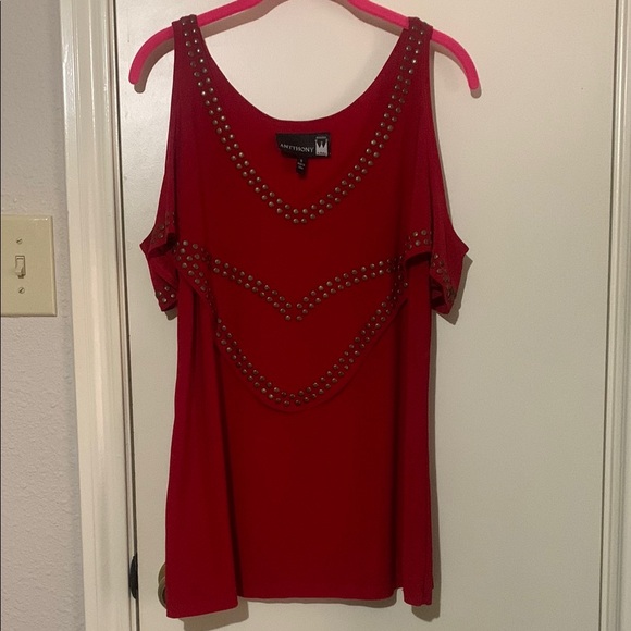 Antthony Tops - Antthony Red Cold Shoulder Top (S)
